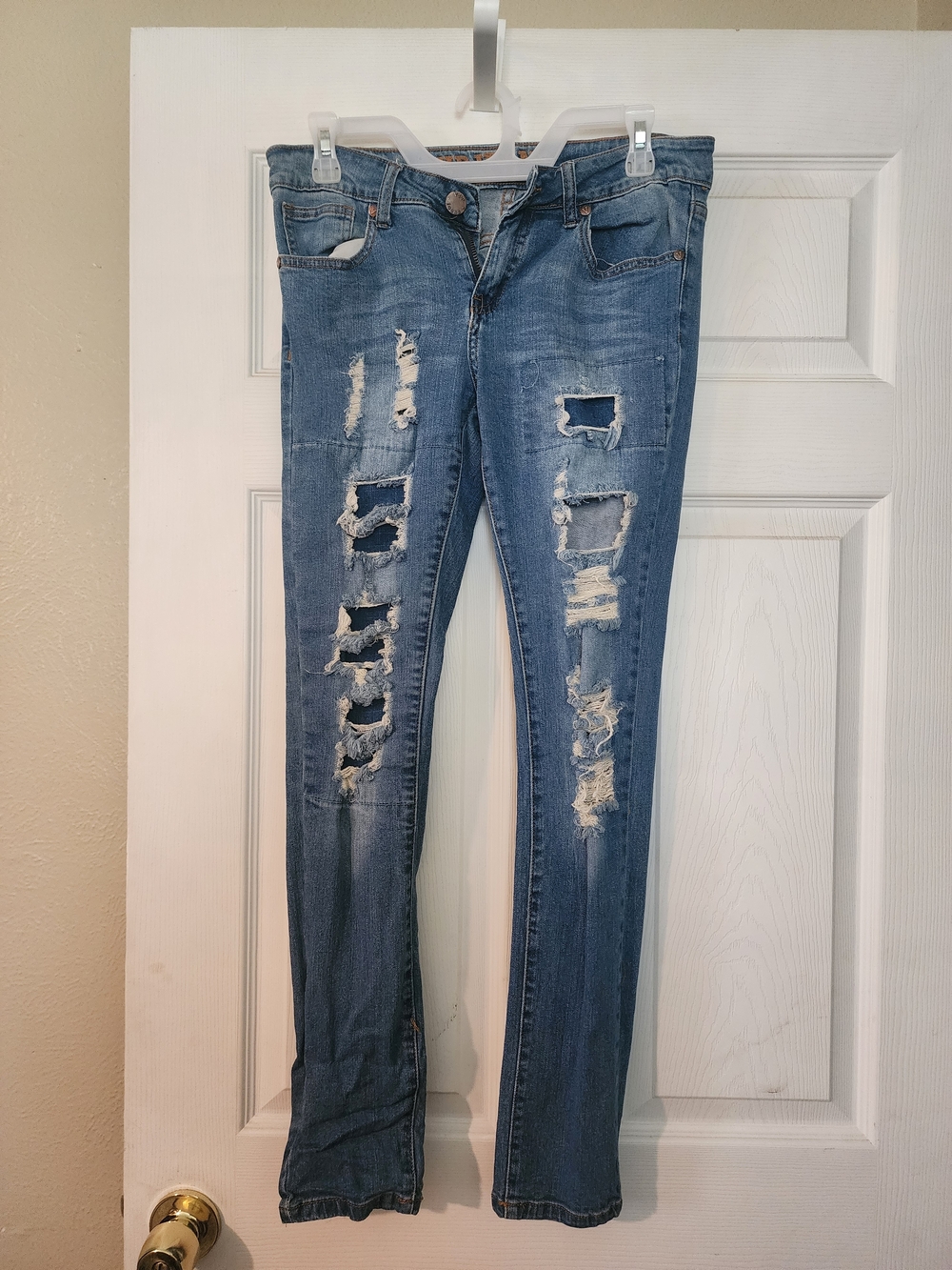 VIP Medium Blue Ripped Skinny Jeans